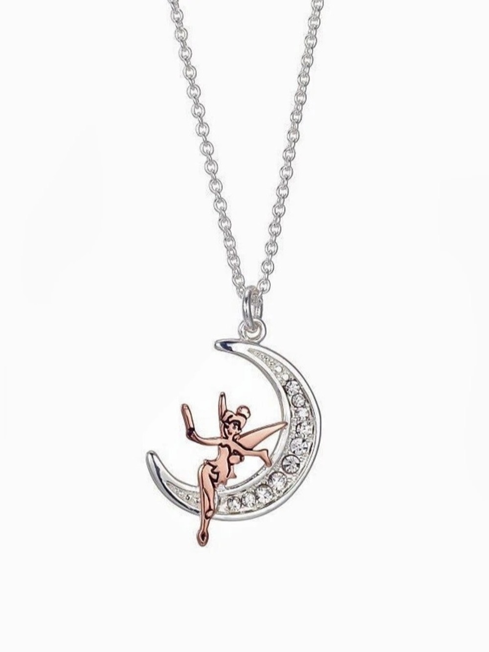 Disney Tinker Bell Crescent Moon Pendant Necklace NEW
